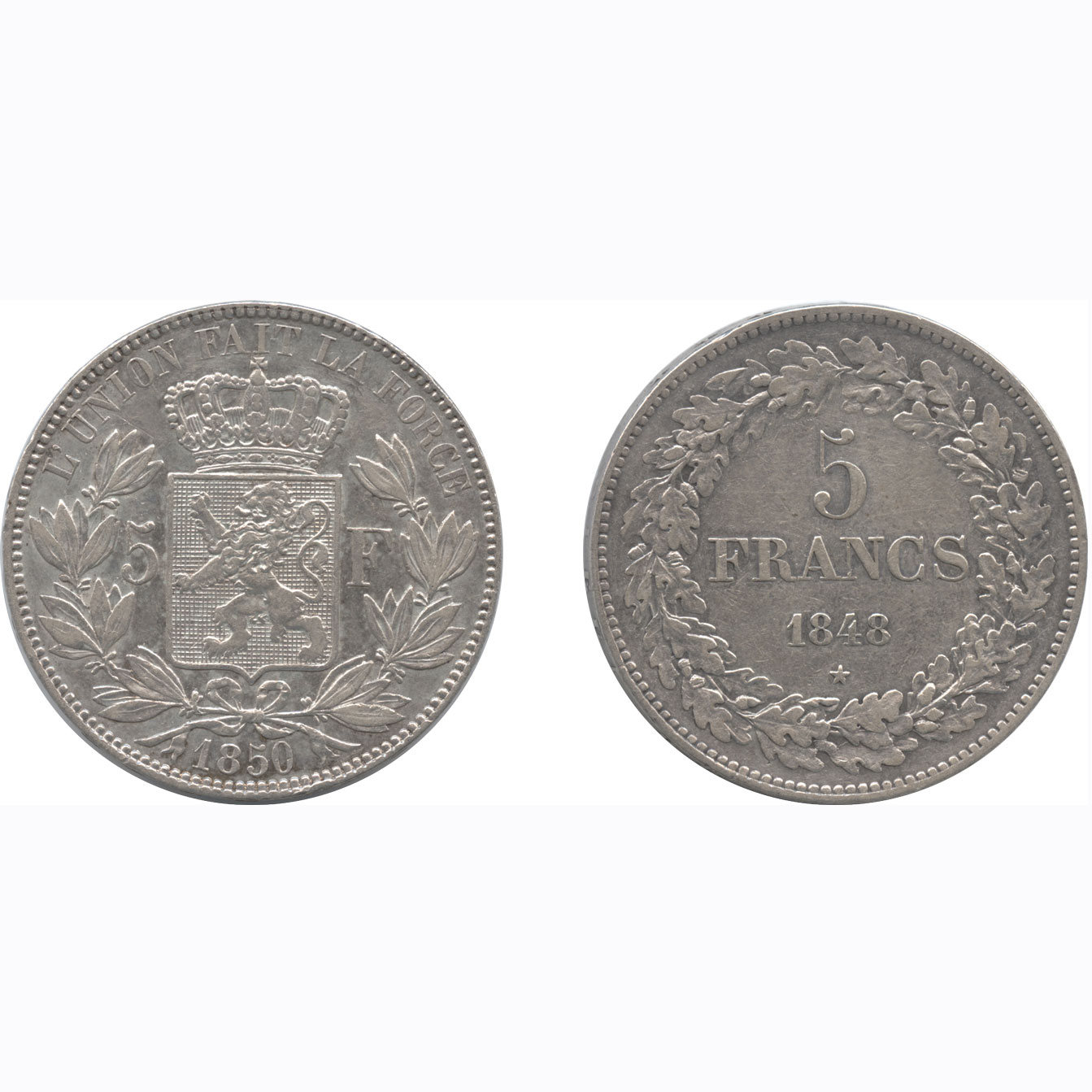 ○ベルギー 1880年 NGC MS65BN レオポルド1世/2世 独立50周年記念 5