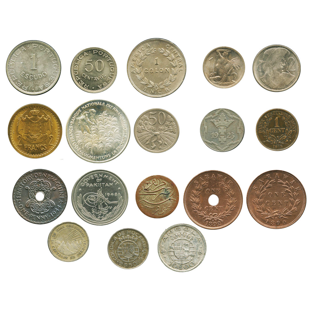 各国ロット コスタリカ 1コロン白銅貨 1948 L Km177 チェコスロバキア 2コルナ白銅貨 1947 Km233 ダンツィヒ 10ペニヒ白銅貨 1923 Km143 デンマーク領西インド 1セント青銅貨 1868 C Km68 ルワンダ 0フラン銀貨 1972 独立10年記念 Km11 合計5pcs その他